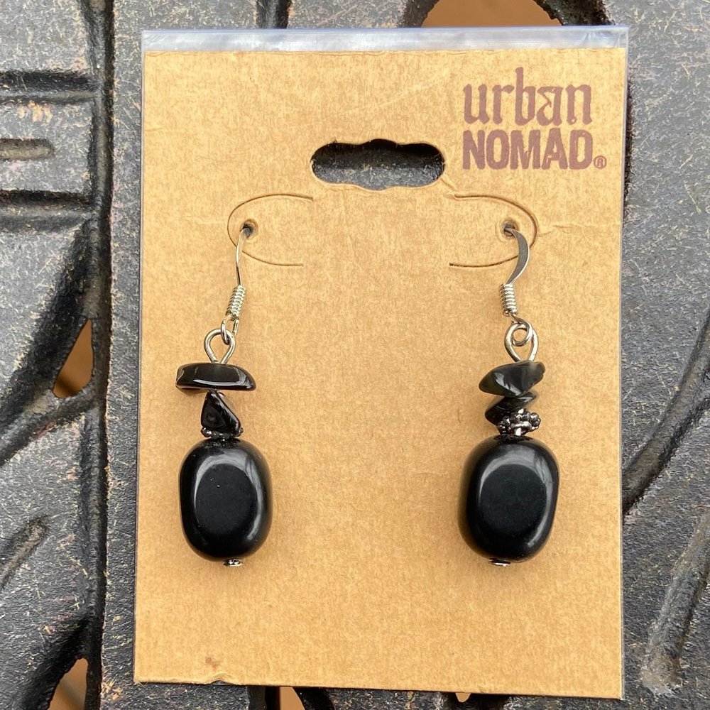 NWT Silver & Black Urban Nomad Handcrafted Unique Earrings